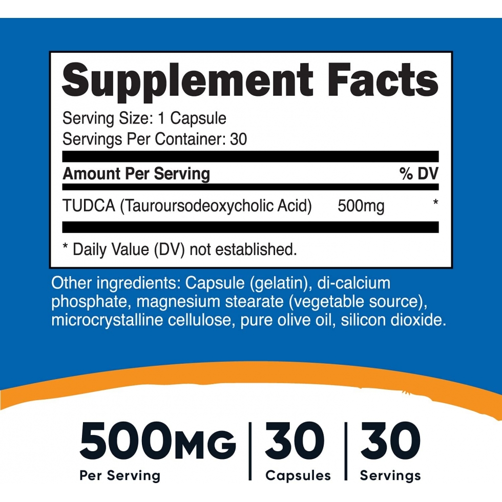 Nutricost Tudca Maxx 500 mg 30 капсул (Тауроурсодеоксихолевая кислота)